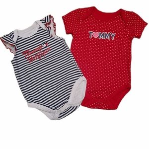 Two Tommy Hilfiger short sleeved onesies/bodysuits